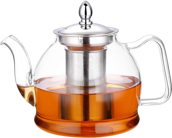 1000 ml glasskanne med avtakbart filter, kompatibel med kokeplate [JUN]