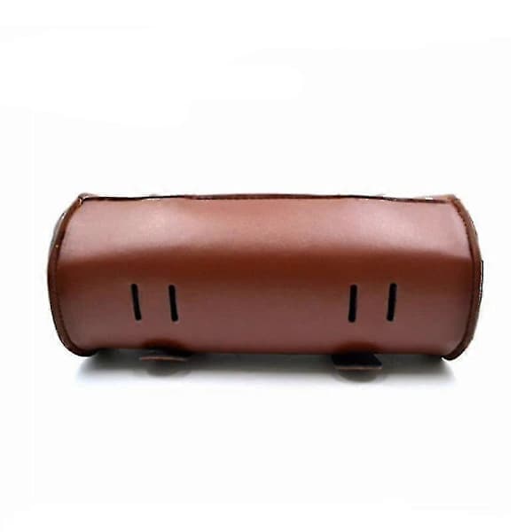 Motorcycle Handlebar Bag Motorcycle Fork Tool Bag Motorcycle Tool Bag PU Leather With 2 Straps-Brown[CO]