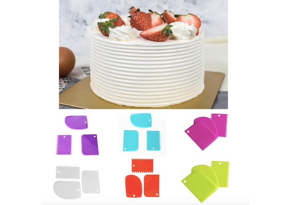 3 stk. dejspatler - Mønsterspatler til bagning - Kageudjævner multifärg multicolor