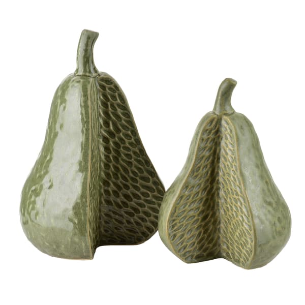 SAGGIO PEAR Dekorativ Keramikfigur, Grøn, Elegante Detaljer 22 cm