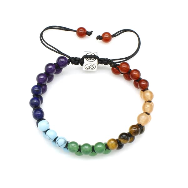 7 Chakra Healing Crystals Armband Kvinnors Reiki Sten Rep Fläta