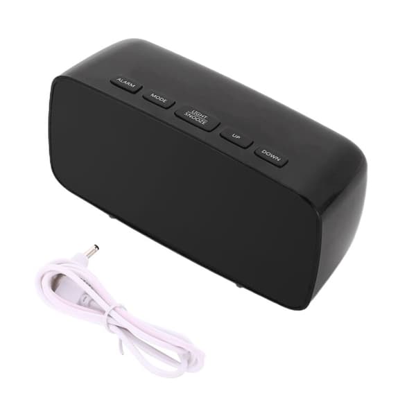 Smart Digital Väckarklocka för Sängen, Grön LED Rese USB Bordsklocka med Snooze Temperatur Datum 12/24H för Sovrum, Svart