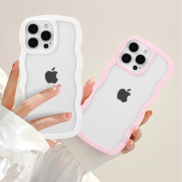 Fodral, sött lockigt vågigt ramfodral, transparent mjukt silikonskyddsfodral för iPhone 16 Pro - Rosa iPhone 16pro iPhone 16pro iPhone 16pro iPhone 16pro