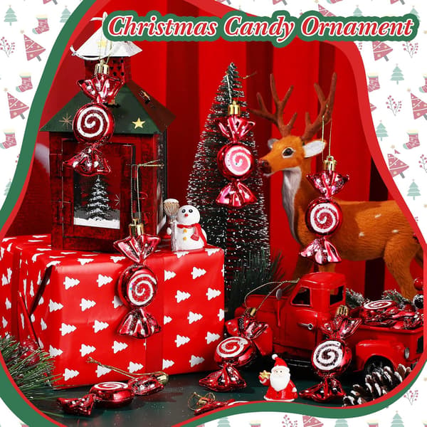 6 stycken julgodispynt hängande glitter pepparkaksdekorationer