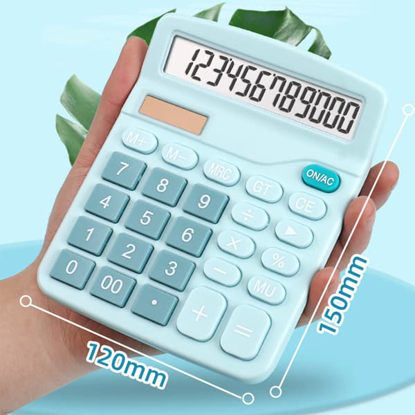 Office Calculator, 12-Digit Dual Power, Large LCD Screen, Suitable for Office, Home and School (Pink)