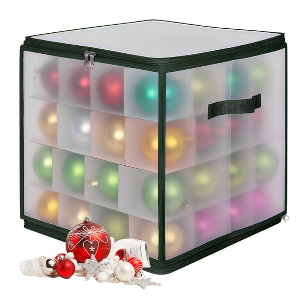 Christmas Ornament Storage Box with Adjustable Dividers