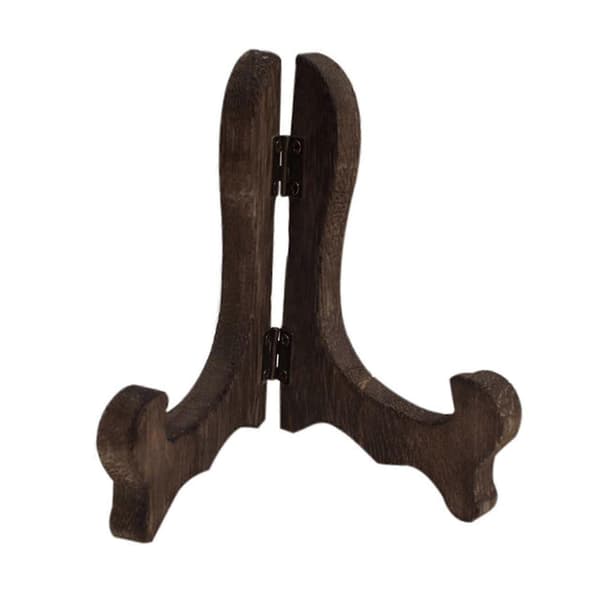 Wooden Display Stand Foldable Handmade Solid Wood Plate Photo Art Holder for Home Kitchen Cafe Ebony Large Ebony L Ebony L