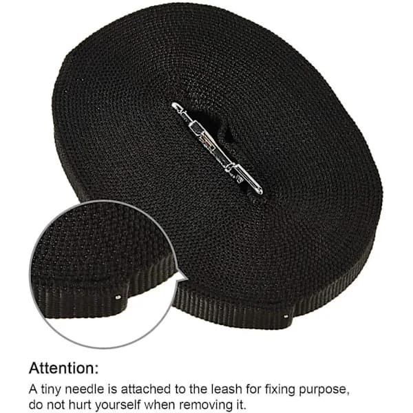 5m Black Dog Training Leash with Handle, Hands-Free Nylon Strap