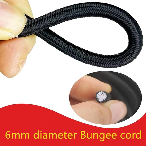 12-pack 6 mm kraftiga gummiband med metallkrokar, 15 cm elastiska spännband för campingtält och kapell