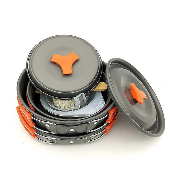 Aluminium Non-Stick Cookware Set with Foldable Handle for Camping Mess Kit