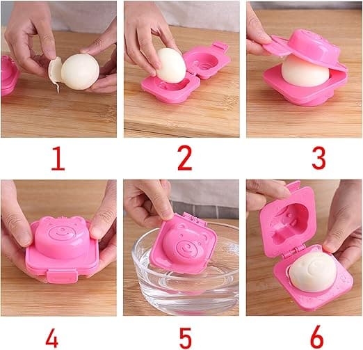 6 stk plastformer (tilfeldig farge), former Kok egg Sushi Form Bento Maker Sandwichkutter.(7,8 * 7,5 cm)-FA-