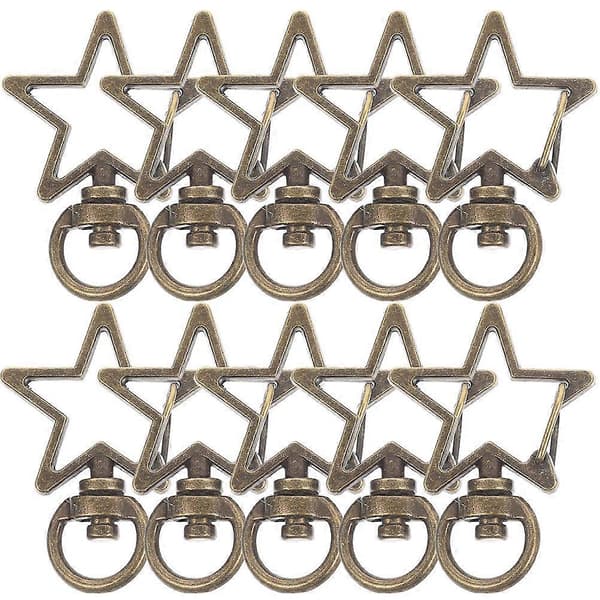 Star Keychain Zinc Alloy DIY Keychains for Decor Hanging Clip 15-pack