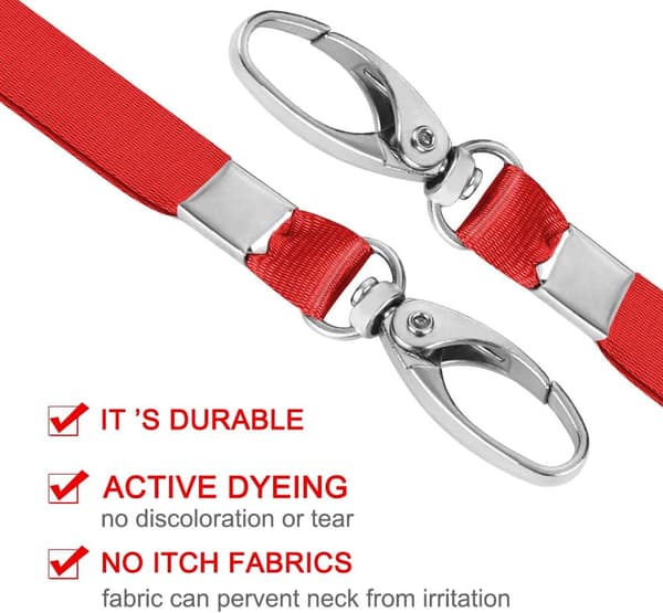 50 stk. Rød Lanyard til ID-kort Nylon Lanyard Bulk Clip