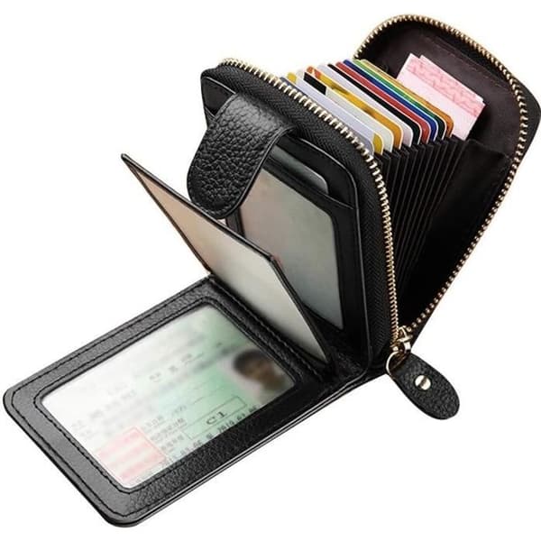 Kreditkortholder - ZGEER - Ægte Læder - Sort - RFID - 12x8x4cm