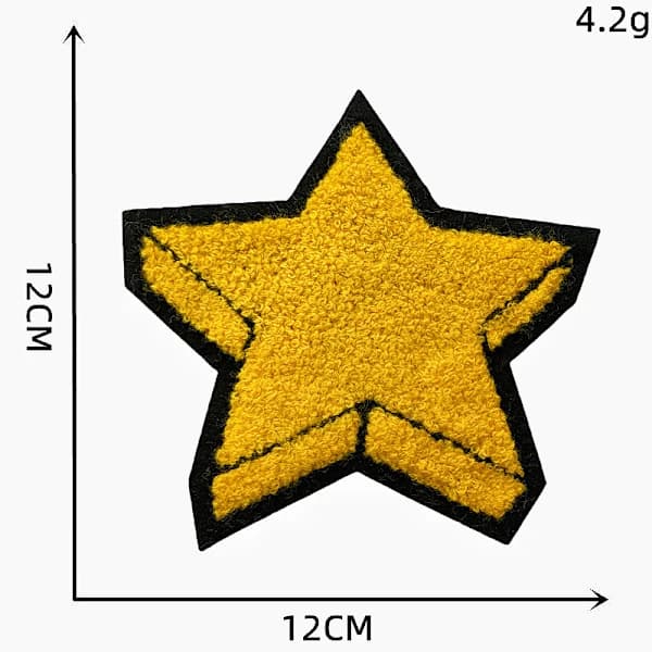 6 strygemærker med pentagrammotiv, A