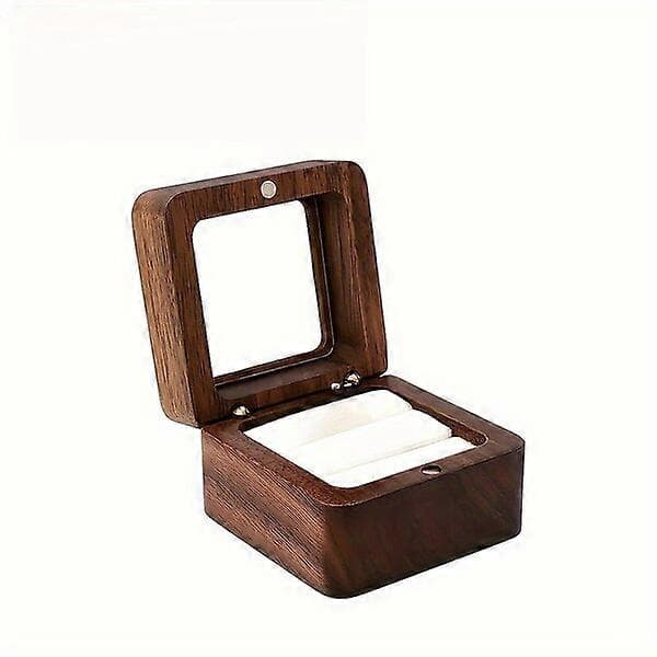 Walnut Ring Box Natural Wood Grain Retro Style Wedding Jewelry Storage Box