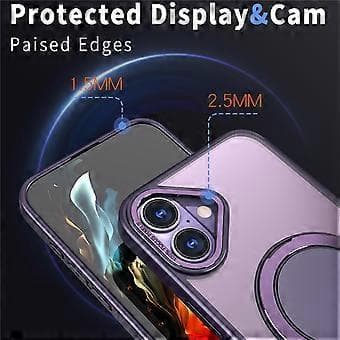 Compatible with iPhone 16 Phone Case Ring Stand Back Cover Compatible with MagSafe (Purple)