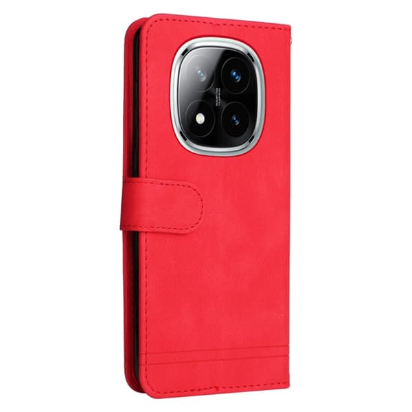 Redmi Note 14 Pro 5G Läderfodral med Metallknapp & Livets Träd [JUN] Röd Röd
