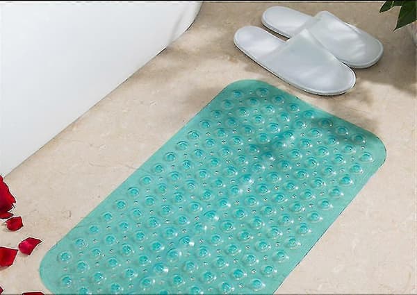 Bademåtte, badekar måtte med sugekop, maskinvaskbar, med drænhul (transparent grøn)-FX-