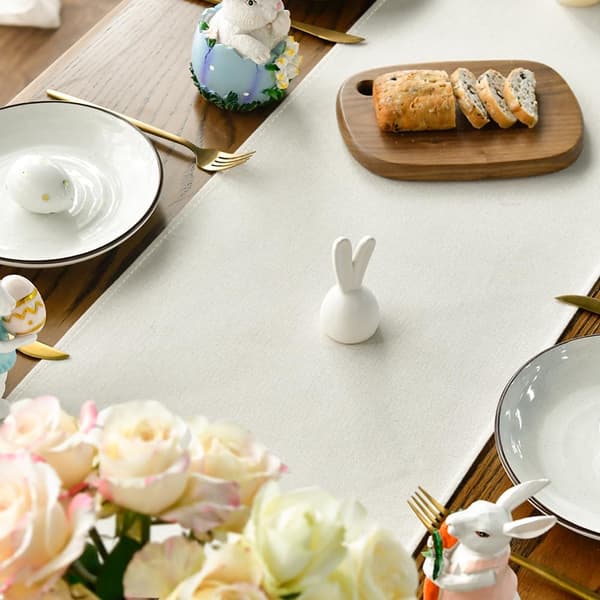 Easter Bunny Easter Table Runner, Seasonal Spring Flowers Holiday Kitchen Tablecloth, Suitable for Home Party Decoration 33x183cm