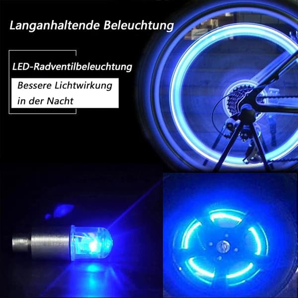(Blå) 4-pack cykel- och motorcykelhjulsljusventil dammskydd bil LED