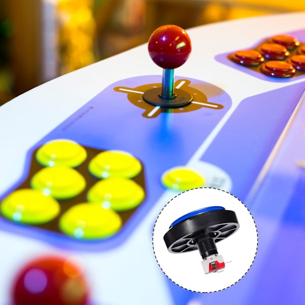 Starts Arcade-knapper ABS Micro Switch Flad Stor Cirkel med Lys til Videospildele DC 12V Blå - Blå Blue