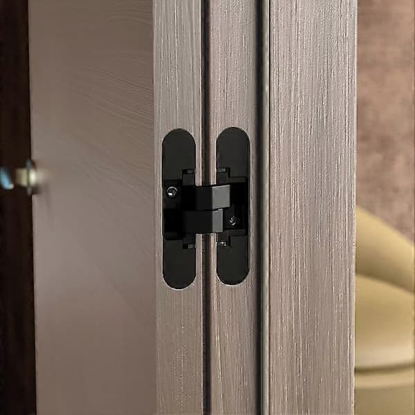 Invisible hinge for access doors, set of two invisible hinges for heavy doors, 40 kg load capacity, 180° opening, zamak, black [DB]