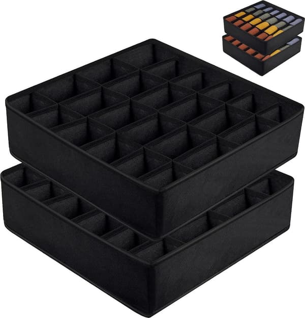 Underwear Storage Boxes - 2 pcs 24 Compartment Drawer Organizer Bra Socks Foldable Drawer Divider For Wardrobe Foldable For Underwear, Bras, Socks,_yu