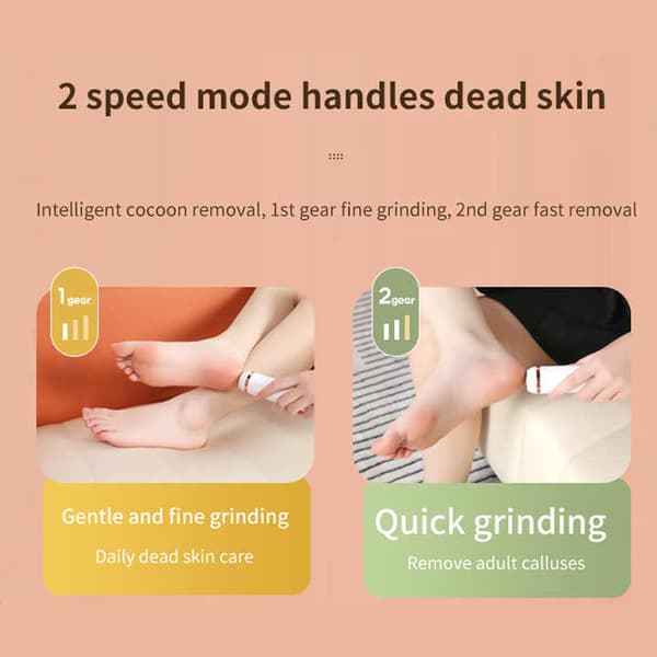 Electric Foot File for Calluses, Rechargeable Pedicure Tool with 2 Speeds