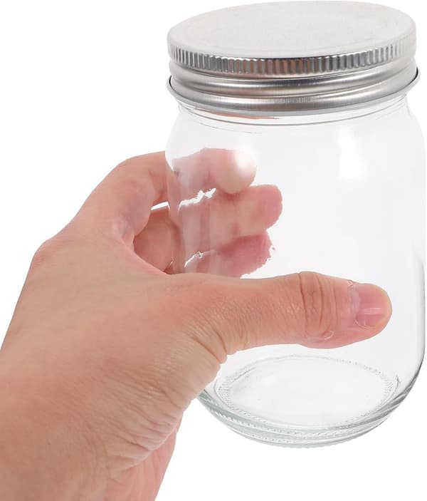 Glasburkar 380 ml med lock, 4-pack små glasbehållare för köksförvaring, honungssylt, konservering