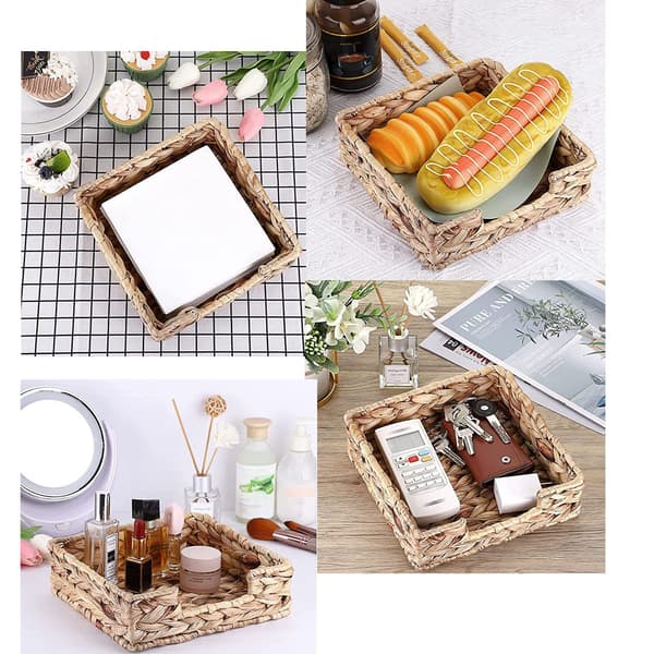 Water Hyacinth Guest Towel Holder for Bathroom, Napkin Baskets for Dining Room