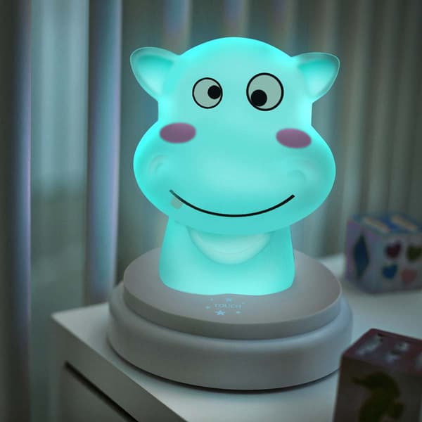 LED-nattlampe flodhest, blå, automatisk avslåing, batteridrevet Blå