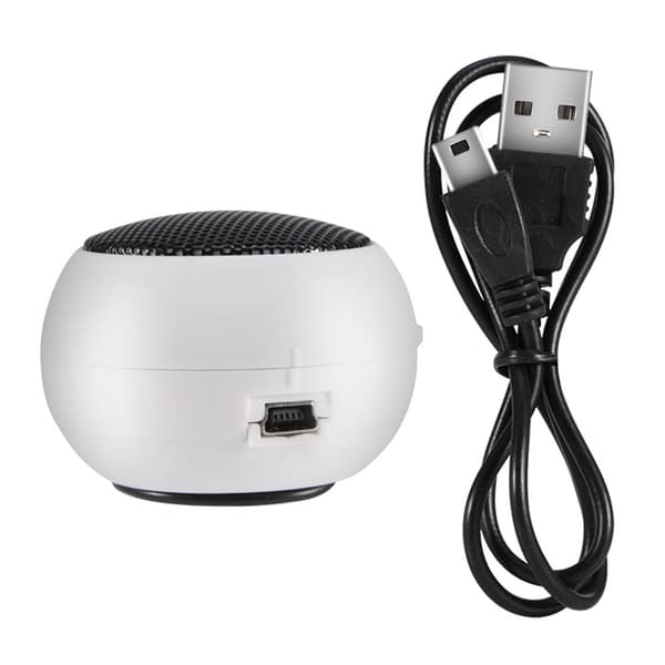 Portable Mini 3.5mm Speaker with Built-in Battery - White