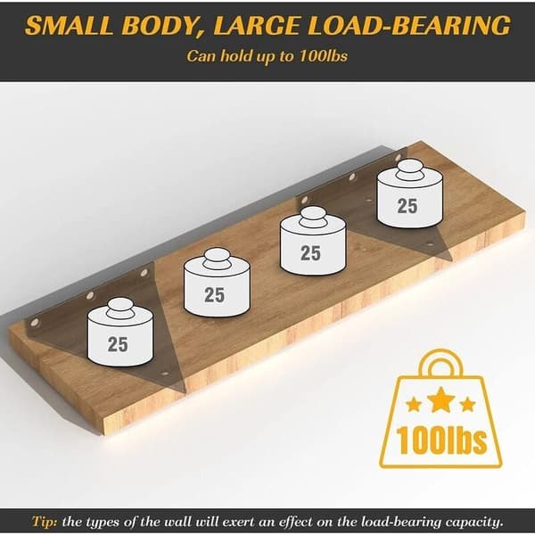 4 Black Heavy Duty Metal Shelf Brackets 6 inch with Screws, Right Angle Wall Mount, High Capacity