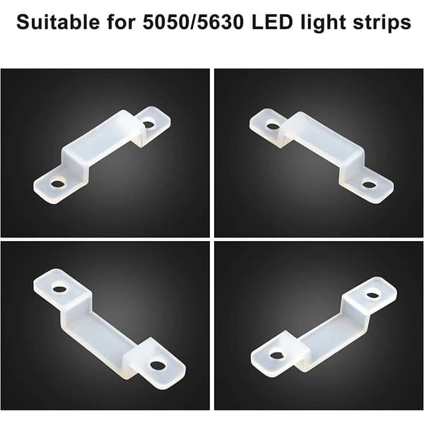 100 stk LED-stripefestelement Festklips for montering av lysstriperfester Klipp LED-stripe 10 mm bred Vanntett LED-stripe