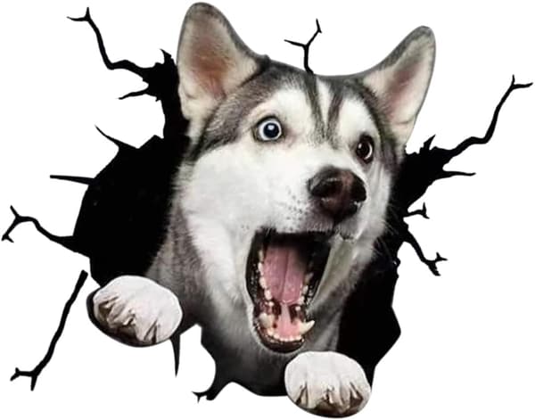 4 kpl 3D Husky -koiratarroja, jääkaappitarroja, ranskanbulldoggi-tarra