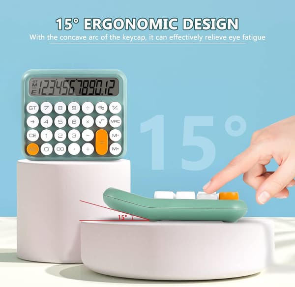 Office Calculator 12 Digits Large LCD Display Cute Calculator Handheld Mechanical Calculator Large Buttons Calculator Desktop