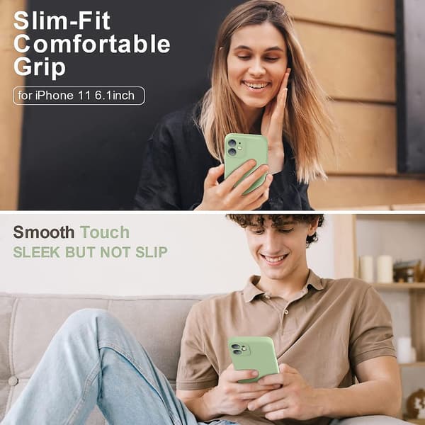 Upgraded Liquid Silicone with [Square Edges] [Camera Protection] [Soft Anti-Scratch Microfiber Lining] Phone Case for iPhone 11 6.1 inch - Matcha