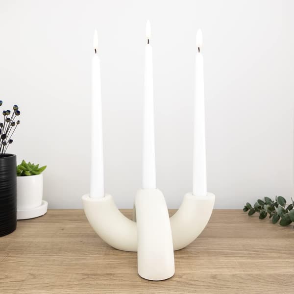 Keramisk lysestakesett - Dekorative lysestaker - Moderne innredning for spisebord, stue sofabord hvit white
