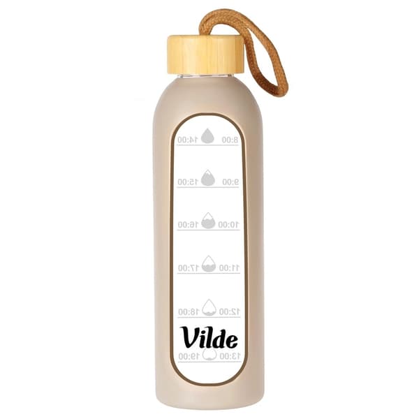 Glassvannflaske med beige silikonhylse, 600 ml