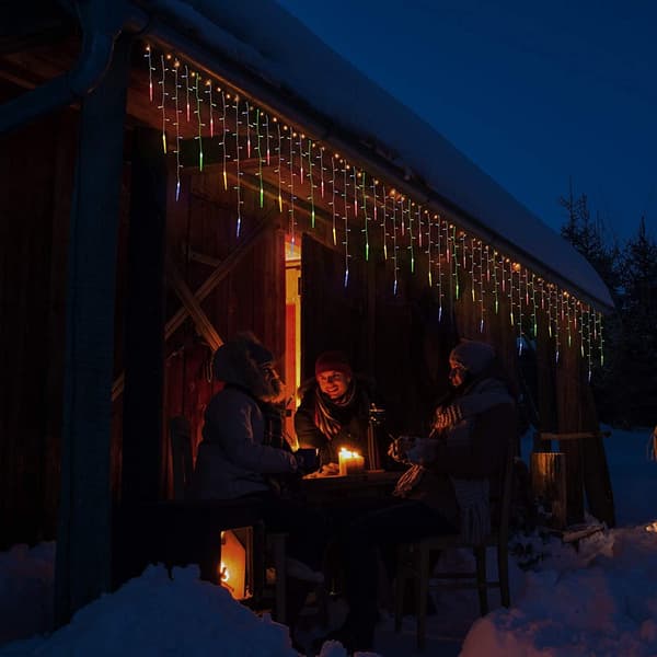 Julebelysning, LED-lyslenke, 8 moduser istapplys (5M Farget Lys)