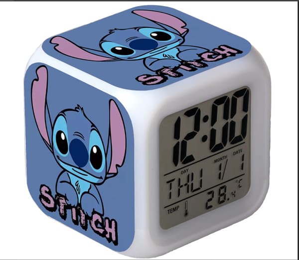 Liten 3\" 8cm, sydd, animert, barneseng LED digital vekkerklokke