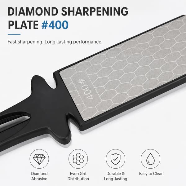 Diamond Knife Sharpener, Double-Sided 400/1000 Grit, Tool for Sharpening Scissors and Razor Blades