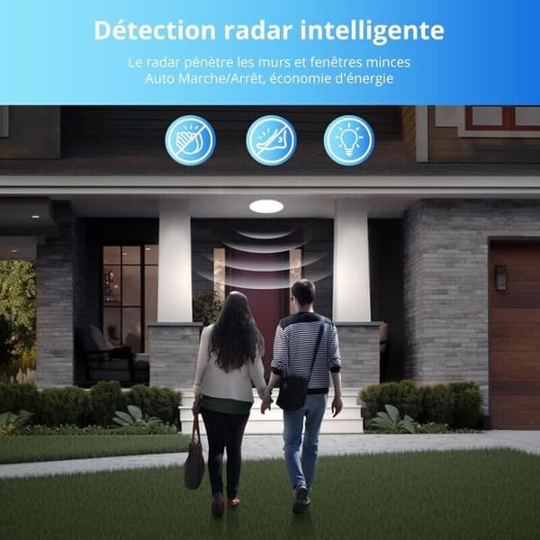 LED Ceiling Light with Motion Sensor 12W 6000K Round LED Ceiling Light Radar Motion Detector for Outdoor Indoor Stair Bathroom Garage Hall 205cm