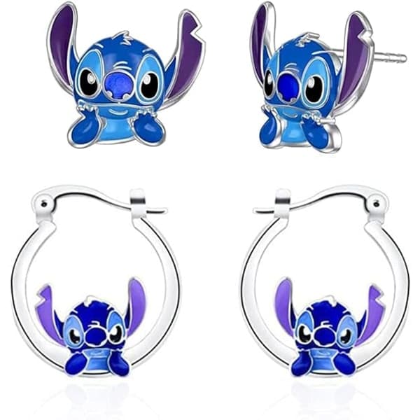 Stitch Øreringe til Piger, Anime Øreringe Nibs Blå Søde Rustfrit Stål Øreringe til Kvinder Øreringe Øreringe til Teenagere Piger Gaver