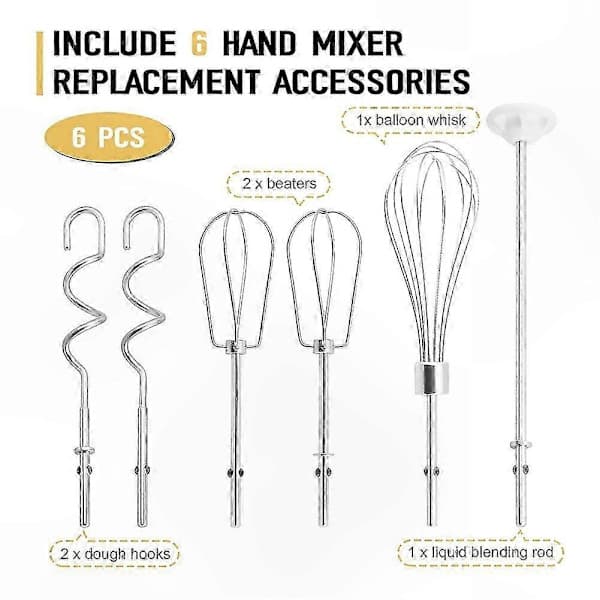KitchenAid Håndmixer Tilbehør: Piskeris i Rustfrit Stål, Ballonpiskeris, Blandestave & Dejkroge til KitchenAid Mixere-FF-