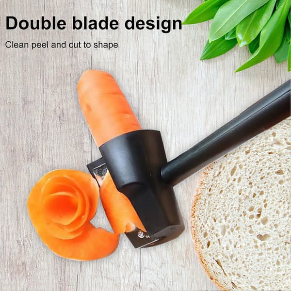 Carrot Curler and Peeler Vegetable Slicer Spiralizer for Root Vegetables Fruits Sharpener Garnish Tool Black