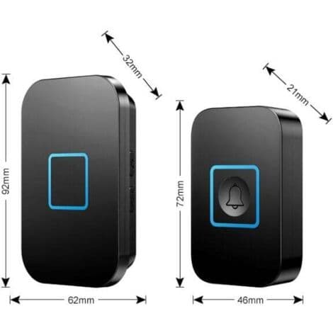 IP55 Vanntett Trådløs Dørklokke – 400m Rekkevidde – 3 Plug-in-mottakere – 60 Melodier – Justerbart Volum opp til 115 dB