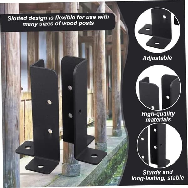 4-pack Metal Pergola Bracket Kit for Deck Patio Roof Fence Railing Mailbox Stable Post Base