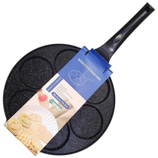 Universal Pancake Pan for Gas and Induction Cooktops with Non-Stick Surface and 7 Happy Faces